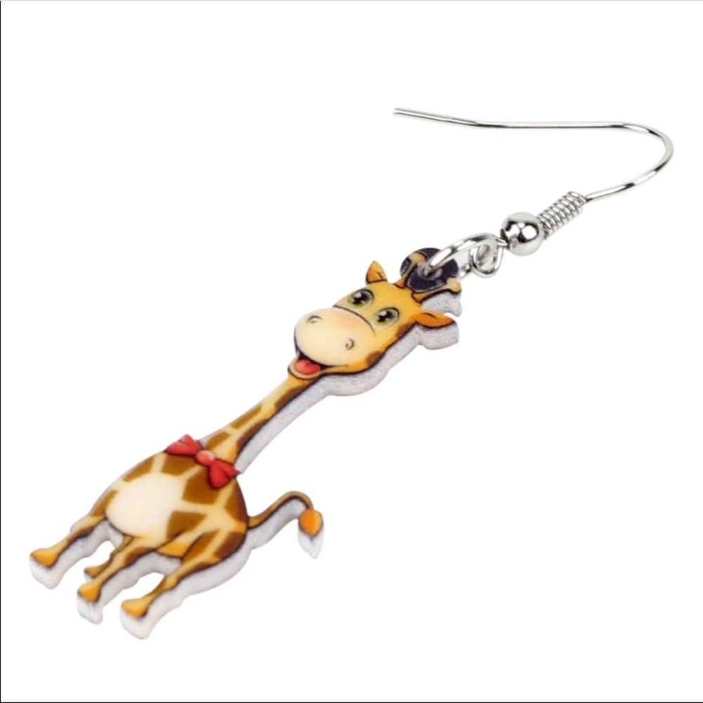 Giraffe Acrylic Earrings - Picture 4 of 5